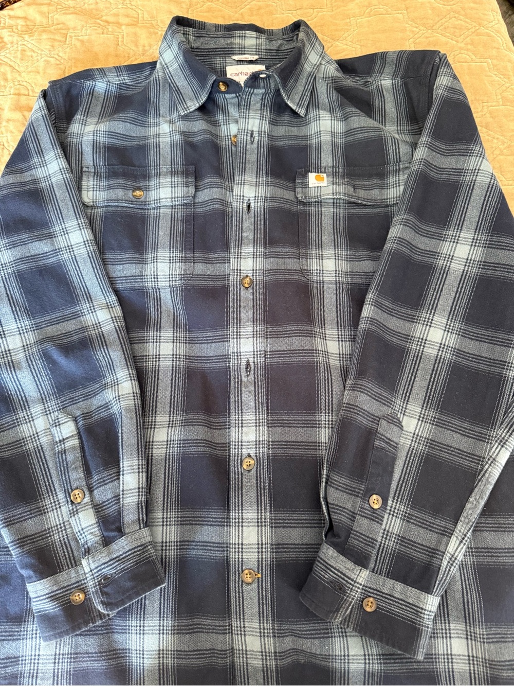Carhartt Men's Blue & Light Blue Plaid Button-Down Shirt